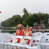 Bride and groom in a candid moment at a wedding