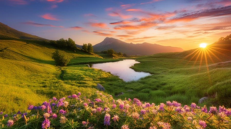A stunning example of fine art photography featuring a serene landscape at sunset