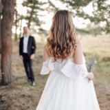 Bride and groom in a picturesque wedding portrait photography