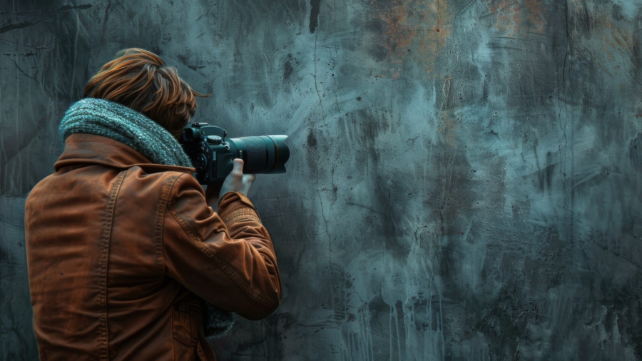 Camera capturing a landscape using the rule of thirds grid